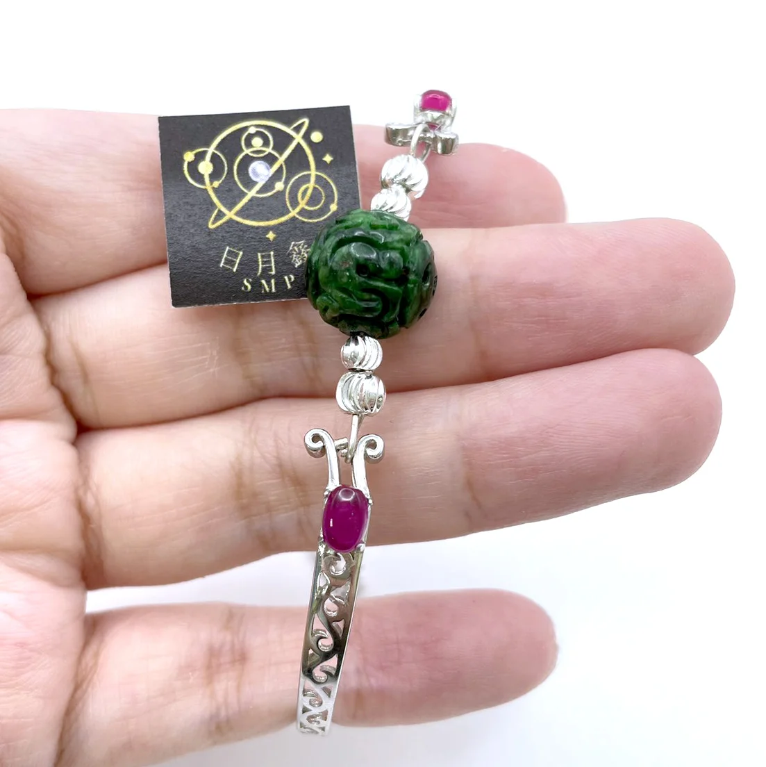 古韻雕花珠銀手鍊
