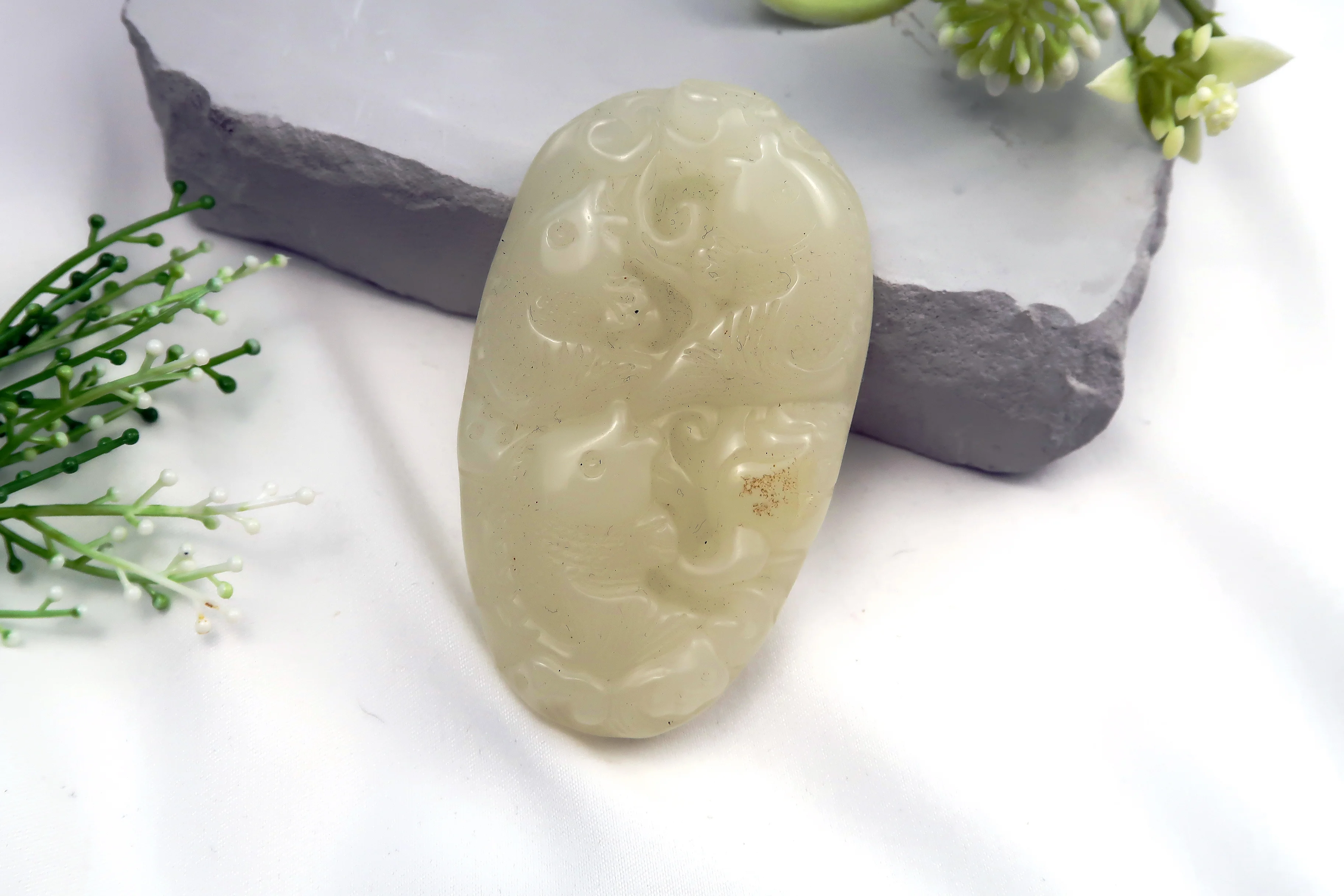 《三鯉呈祥》白玉福運玉墜