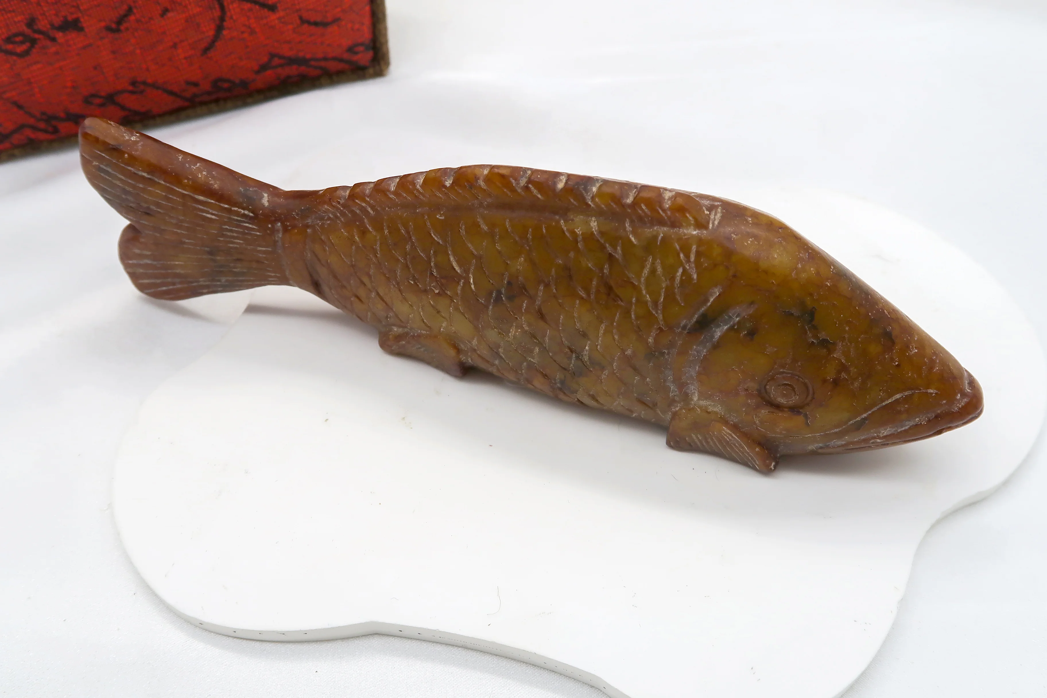 歲歲有餘仿古魚形玉雕刻擺件｜