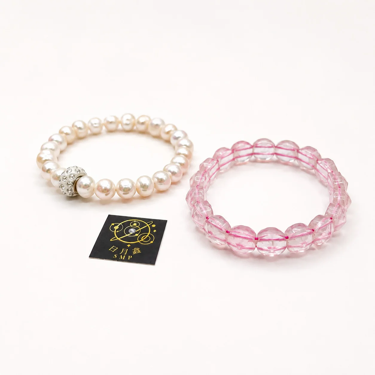Pearl & Rose Crystal Bracelet Set 珍珠粉晶雙鍊組｜優雅甜美系列